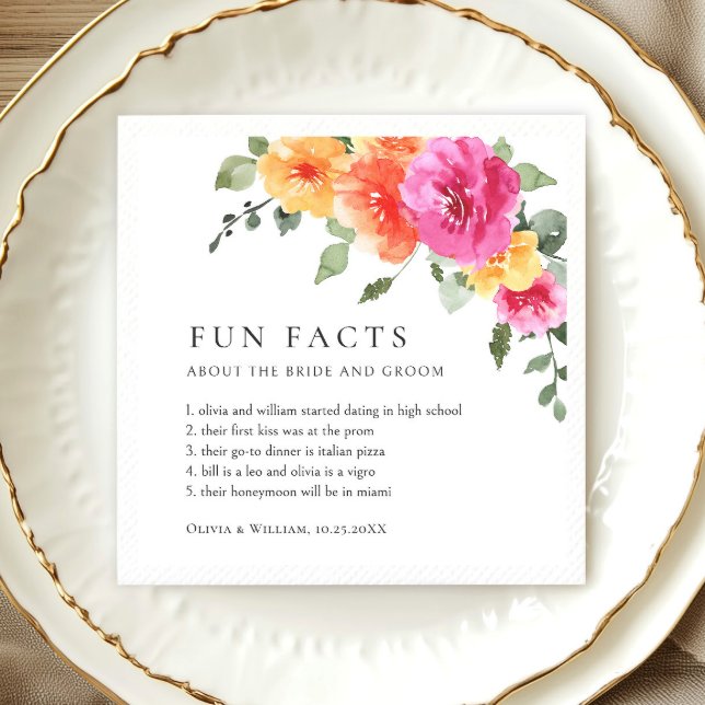 Guardanapo De Papel Casamento Floral das Flores Brilhantes de Aquarela (Criador carregado)