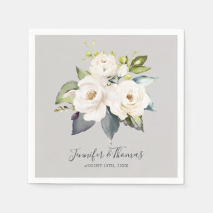 Guardanapo De Papel Casamento Floral das Rosas Brancas Elegantes