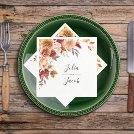 Guardanapo De Papel Casamento Floral de Aquarela de outono Elegante