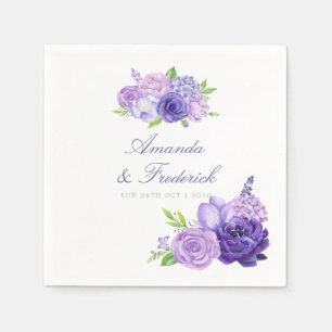 Guardanapo De Papel Casamento Floral de Aquarela do Tema Ultra Violeta