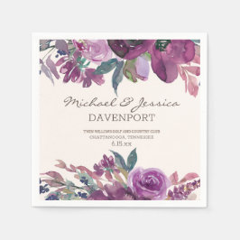 Guardanapo De Papel Casamento Floral de Aquarela Roxo Lilás