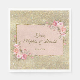 Guardanapo De Papel Casamento Floral de Blush Dourado com Espessura Es