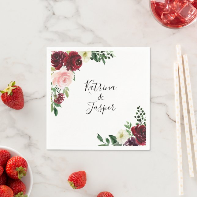 Guardanapo De Papel Casamento Floral de Blush Watercolor (Insitu)