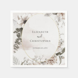 Guardanapo De Papel Casamento Floral De Cinza Rosa Esbranquiçada