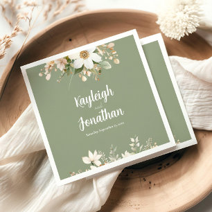 Guardanapo De Papel Casamento Floral de Cloridura Verde Moderna