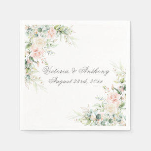 Guardanapo De Papel Casamento Floral de Cor de Água, Cor de Rosa, Napk