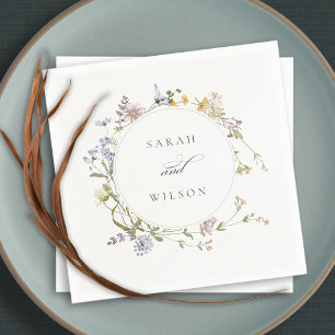 Guardanapo De Papel Casamento Floral de Ferida Floral Amarelo-Cinza
