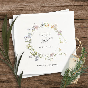 Guardanapo De Papel Casamento Floral de Ferida Floral Amarelo-Cinza