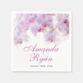 Guardanapo De Papel Casamento Floral De Flor De Água Com Orquídea Rosa