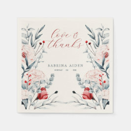 Guardanapo De Papel Casamento Floral De Flor Vermelho E Azul