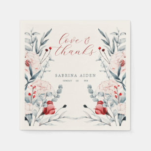 Guardanapo De Papel Casamento Floral De Flor Vermelho E Azul