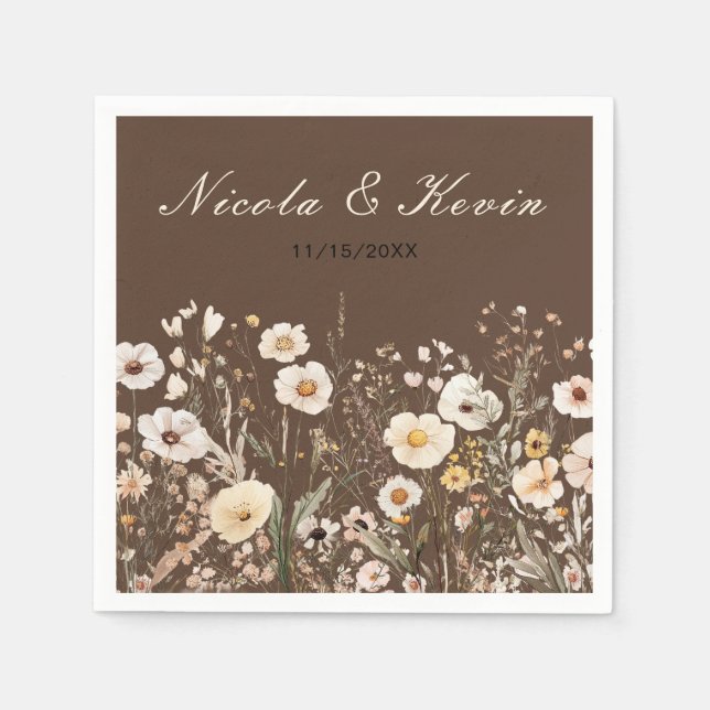 Guardanapo De Papel Casamento Floral de Flores de Flor de outono (Frente)