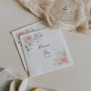 Guardanapo De Papel Casamento Floral de Folhagem Verde Dourada