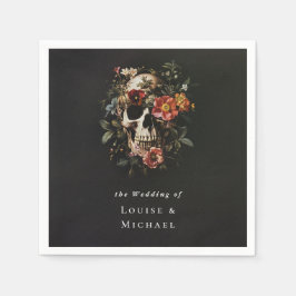 Guardanapo De Papel Casamento Floral de Halloween Gothic Skull
