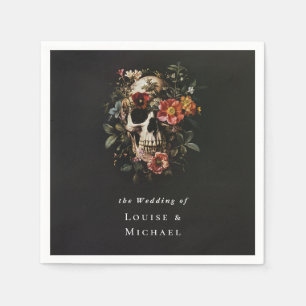 Guardanapo De Papel Casamento Floral de Halloween Gothic Skull