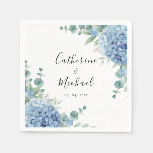 Guardanapo De Papel Casamento Floral de Hortênsia Azul
