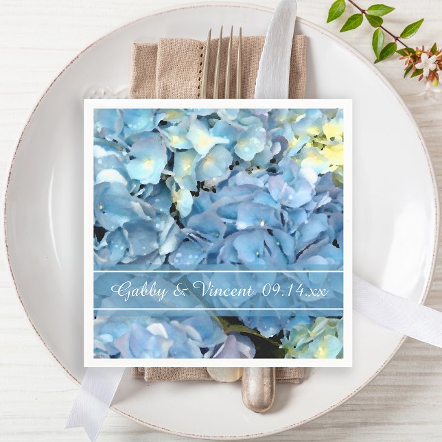 Guardanapo De Papel Casamento Floral de Hydrangea Azul (Criador carregado)
