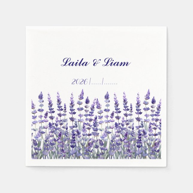 Guardanapo De Papel Casamento Floral de Lavanda Serena Provençal (Frente)
