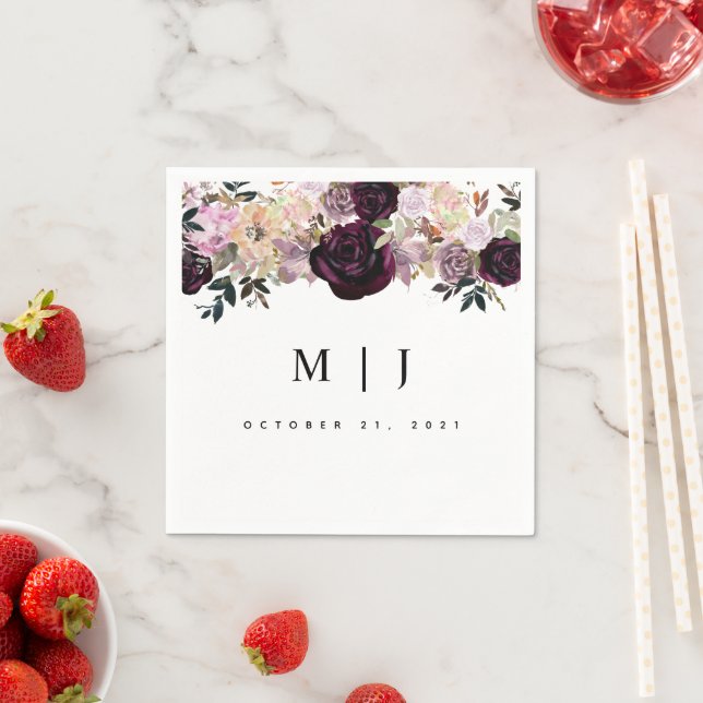 Guardanapo De Papel Casamento Floral de Mata de Vinho (Insitu)