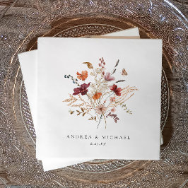 Guardanapo De Papel Casamento Floral de Outono Boho Silvestre