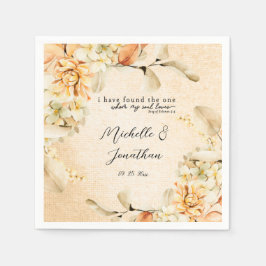 Guardanapo De Papel Casamento Floral de outono de Coloração Pálida