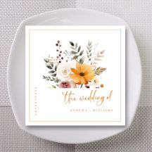 Casamento Floral de Outono em Aquarela Elegante