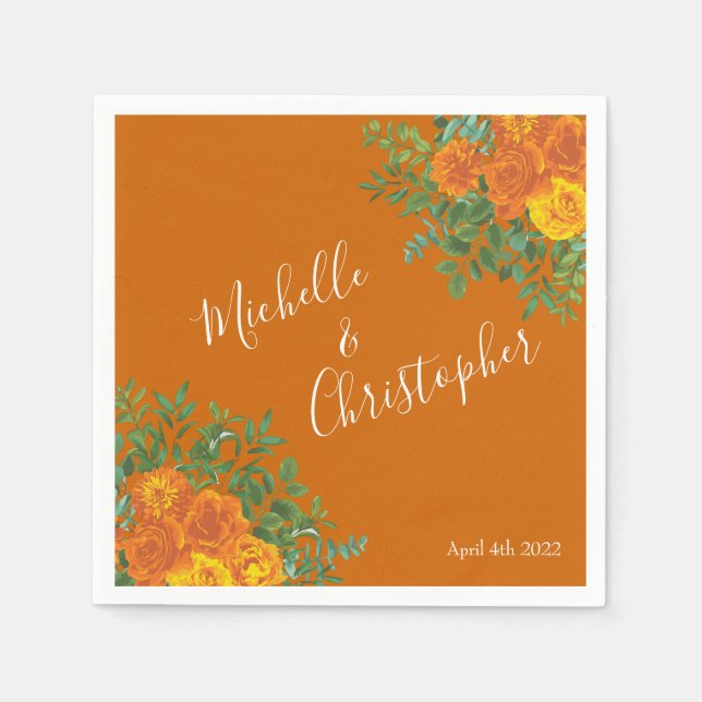 Guardanapo De Papel Casamento Floral de Peony e Rosa (Frente)