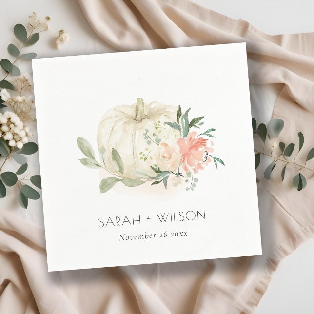 Guardanapo De Papel Casamento Floral de Pumpkin Branco Suave Elegante (Criador carregado)