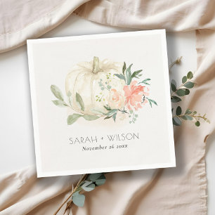 Guardanapo De Papel Casamento Floral de Pumpkin Branco Suave Elegante