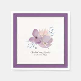 Guardanapo De Papel Casamento Floral de Purple Watercolor
