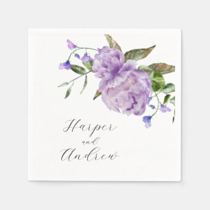 Guardanapo De Papel Casamento Floral de Purple Watercolor