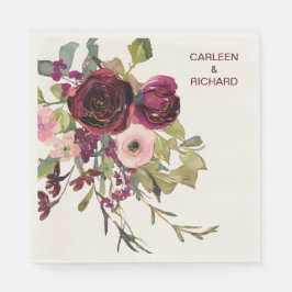 Guardanapo De Papel Casamento Floral de Rosas Rosa Vermelhas