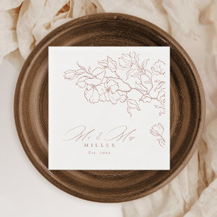 Guardanapo De Papel Casamento floral de terracotta desenhado pela mão
