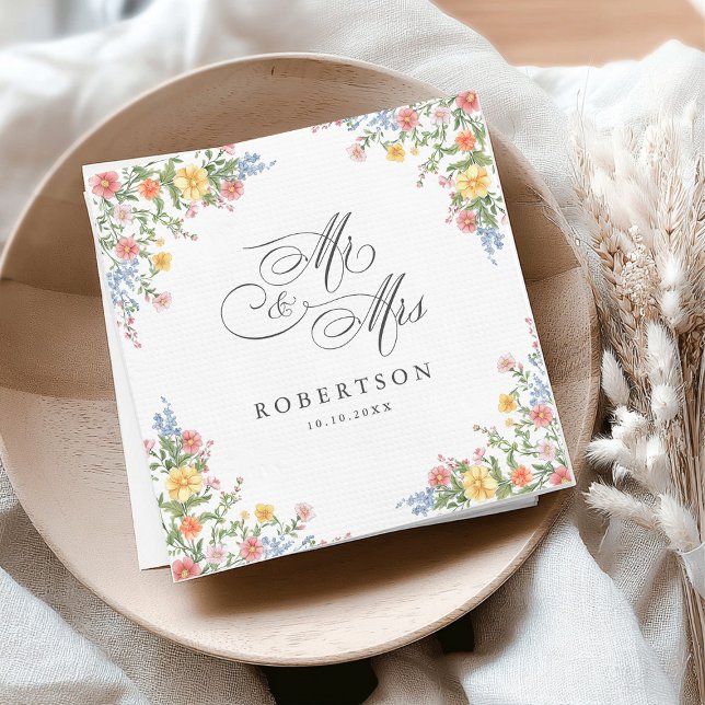 Guardanapo De Papel Casamento Floral do Jardim do Primavera de Pastel  (Soft Pastel Ornate Spring Garden Floral Wedding Napkins)