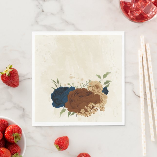 Guardanapo De Papel casamento floral do marinho de terracotta (Insitu)