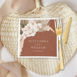 Guardanapo De Papel Casamento Floral do Modern Terracotta Pampas Grass