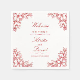 Guardanapo De Papel Casamento Floral do Ornamentado Vermelho