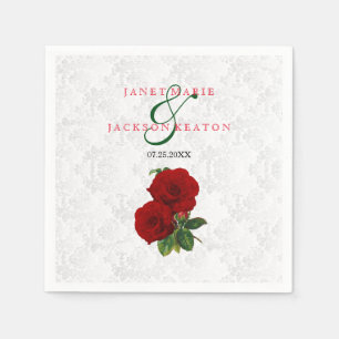 Guardanapo De Papel Casamento floral do rosa vermelho escuro