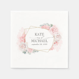 Guardanapo De Papel Casamento Floral Dusty Pink e Blush