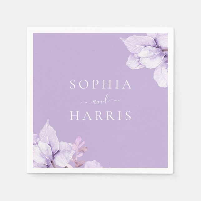 Guardanapo De Papel Casamento Floral Dusty Purple (Frente)