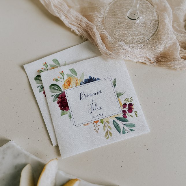 Guardanapo De Papel Casamento Floral Elegante Multicolor Napkin (Criador carregado)