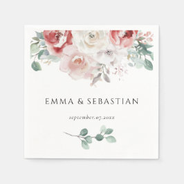 Guardanapo De Papel Casamento Floral Elegante Rosas Delicadas Classe