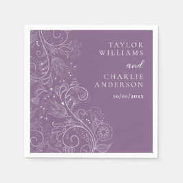 Guardanapo De Papel Casamento Floral Elegante Roxo Dusty