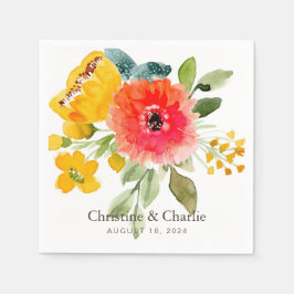 Guardanapo De Papel Casamento Floral em Aquarela de Primavera