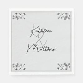 Guardanapo De Papel Casamento Floral Flor Por Aquarela De Cinza Suave