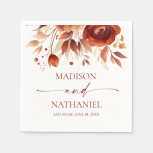 Guardanapo De Papel Casamento Floral Flor Roxo Enferrujado Marrom
