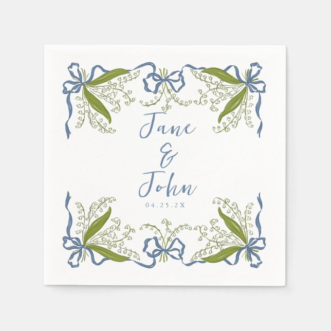 Guardanapo De Papel Casamento Floral Francês Personalizado Napkins (Frente)