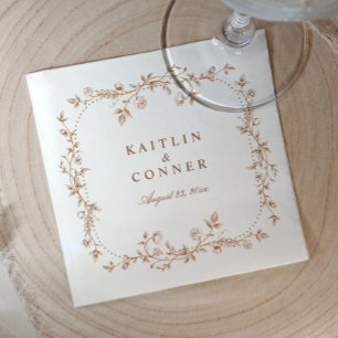 Guardanapo De Papel Casamento Floral Francês Vintage em Terracota Lara