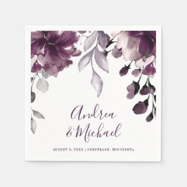 Guardanapo De Papel Casamento Floral Jardim Suspenso Aquarela Roxa