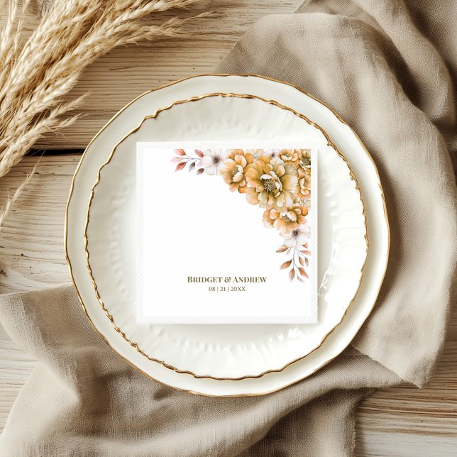 Guardanapo De Papel Casamento Floral Laranja (Criador carregado)